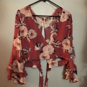 Floral crop top with tie back